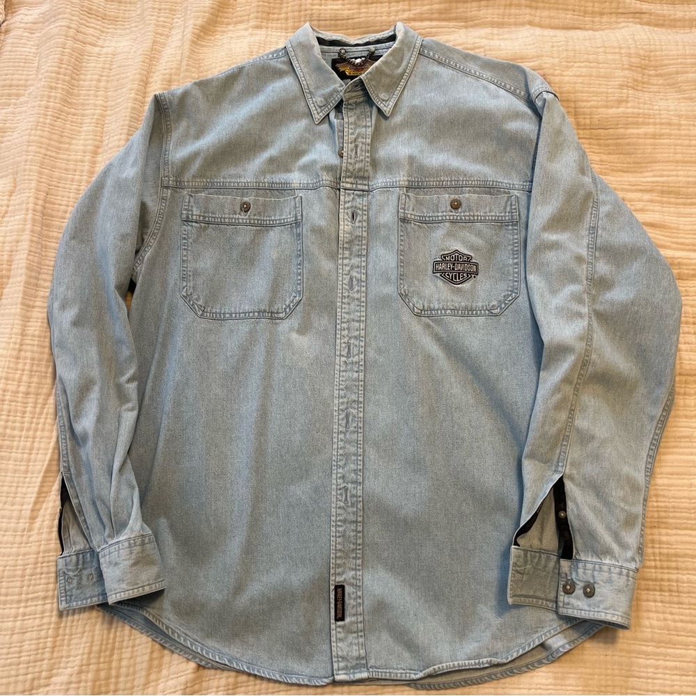 Vintage Harley-Davidson Light Blue Denim Jacket